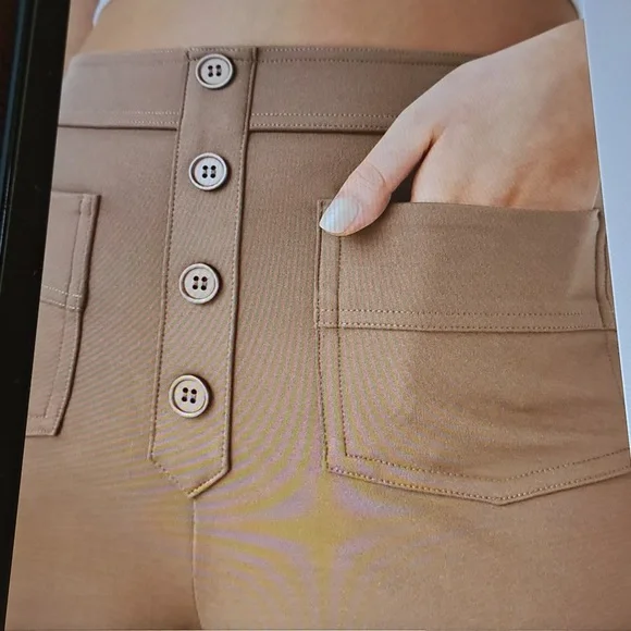 LARGE HALARA HIGH WAISTED BUTTON STRAIGHT LEG CASUAL PANT - Picture 3 of 8